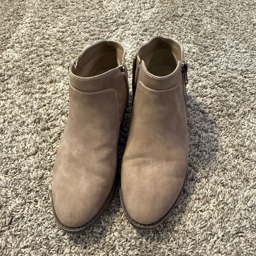 Maurices Beige Ankle Boots with Zipper